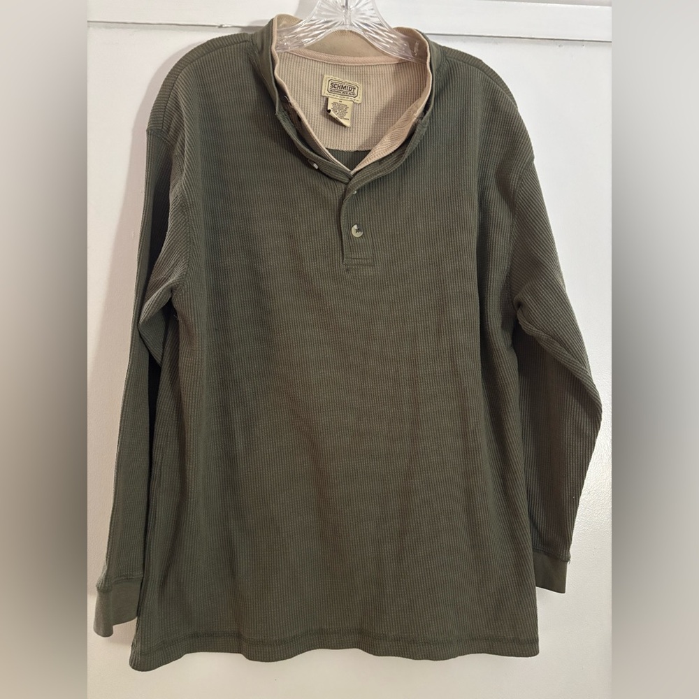 C.E. Schmidt workwear Men’s Green Long Sleeve Henley Shirt Medium